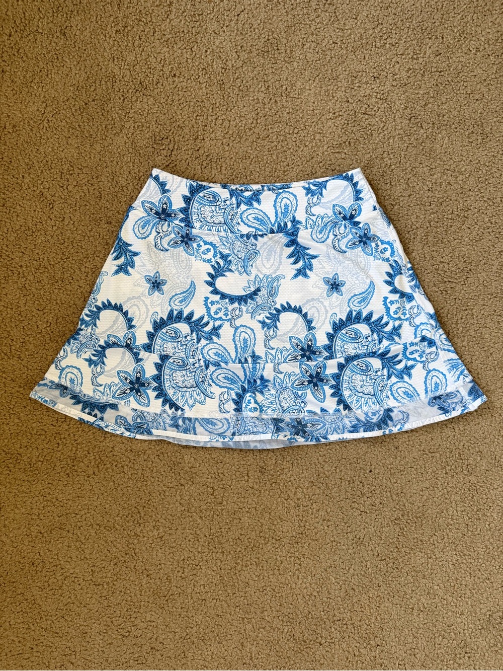 Paisley Tennis Skirt Blue and White with Built In Shorts